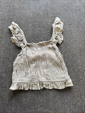Ocean Drive Light Green/Cream Ruffle Smocked Tank Top for Kids